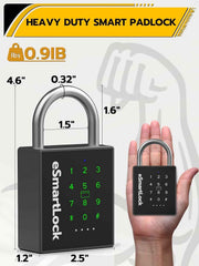 Heavy Duty Smart Padlock, Gate Lock Padlock with Key Code and RFID, Outdoor Weatherproof Biometric Digital Lock for Gate, Sheds, Fence, Garage, Locker, Storage Unit