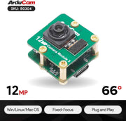 Arducam for Raspberry Pi USB Camera Module 3, IMX708 12MP UVC Camera, with 75°(D) Fixed-Focus Stock Lens, Compatible with Windows, Linux, Mac, Android