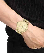 Lacoste Le Croc Men’s Quartz Watch – Yellow Gold Ionic-Plated Steel Case & Link Bracelet – Premium Statement Timepiece