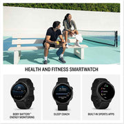 Garmin Vivoactive® 6 Health & Fitness GPS Smartwatch – Black with Silicone Band, 42mm AMOLED, 8GB Storage, 11-Day Battery, Music, Garmin Pay™ (Bundle with 2-YR Protection & Accessories)