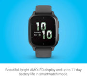 Garmin Venu Sq 2 GPS Smartwatch – AMOLED Display, All-Day Health Monitoring, Long Battery Life, Slate & Shadow Gray