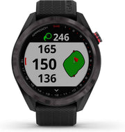 Garmin Approach S42 GPS Golf Smartwatch – Gunmetal Ceramic Bezel with Black Silicone Band