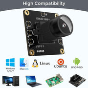 1080P USB2.0 UVC Camera, 130° Wide Angle Camera, Plug & Play for PC, Raspberry Pi, Jetson Nano and SBCs. Support Windows, Linux, Android and Mac OS.