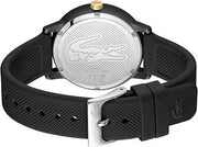 Lacoste 12.12 Go Women’s Aluminium Quartz Watch – Black Dial, Silicone Strap, Elegant & Sporty 35mm Timepiece