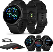 Garmin Vivoactive® 6 Fitness GPS Smartwatch – Slate with Black Silicone Band, 42mm AMOLED, 11-Day Battery, 80+ Sports Modes, Music & Payments (Bundle)