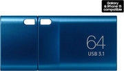 SAMSUNG Type-C™ USB Flash Drive, 64GB, Transfers 4GB Files in 15 Secs w/Up to 300MB/s 3.13 Read Speeds, Compatible w/USB 3.0/2.0, Waterproof, 2022, Blue, MUF-64DA/AM
