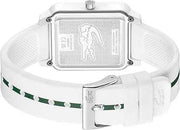 Lacoste 12.12 Studio Men’s Quartz Watch – White Square Case, Silicone Strap, Sporty Modern Design, 43mm
