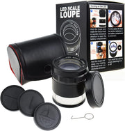 Jewelers Loupe 10X Magnification Magnifier with 8 LED Lights and 4 Glass Scale Lens, Jewelry Loupe Magnifier 0.98''(5mm) Field of View Illuminated Jewelers Loop for Gems, Coins, Stamps, Watches