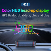 AZIJYV Heads Up Display for Cars, Color GPS Speedometer M23, HUD Display Car Windshield with Speed MPH, Compass Direction, Overspeed Alarm,Adaptive sensing light, USB Cable Plug & Play