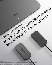 KU XIU Magnetic Wireless Charger for iPad Pro 12.9 (3rd/4th/5th/6th) & iPad Air 13 (M2/M3) ONLY, 18W Fast Charging Smart Connector Charger, Wireless Charging Pad with 6.56ft USB-C Cable (Adapter Not)