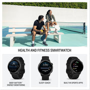 Garmin Vivoactive® 6 Smartwatch – Slate with Black Silicone Band, AMOLED Display, 11-Day Battery, GPS, 80+ Sports Apps, Fitness & Activity Tracking Bundle