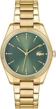 Lacoste Capucine Women’s 3H Quartz Watch – Crystal Accents, Stainless Steel Bracelet, Gold Plated Case, 3 ATM Water Resistant, 36mm