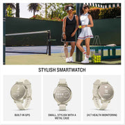 Garmin Lily® 2 Active Smartwatch – Stylish Design, Built-in GPS, Up to 9 Days Battery, Lunar Gold with Bone Silicone Band