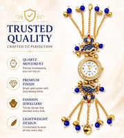 Kashmiri Bracelet Watch for Women Stylish | Blue Swan Pearl Strap Analog Watch
