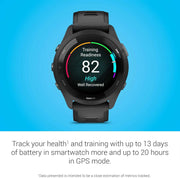 Garmin Forerunner 265 Running Smartwatch – Black & Powder Gray, AMOLED Display, Advanced Training Metrics, GPS & Recovery Insights