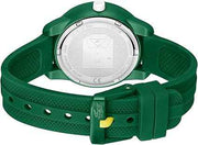 Lacoste Mini Tennis Kids 3H Quartz Watch – 34.5mm Green TR90 Case, Silicone Strap, Water Resistant 50M, Easy-to-Read Sporty Timepiece