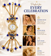 Kashmiri Bracelet Watch for Women Stylish | Blue Swan Pearl Strap Analog Watch