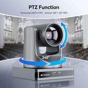 Retekess TC202 PTZ Camera 12x Optical Zoom, 16x Digital Zoom, AI AutoTracking, Works with Skype, OBS, YouTube,Video Conferencing System for Church Worship and Event