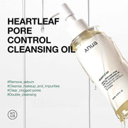 Anua Heartleaf Pore Control Cleansing Oil – Korean Double Cleanser for Blackheads, Makeup & Sebum | Gentle Face Oil Cleanser for Sensitive, Acne-Prone Skin – 200ml