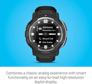 Garmin Instinct Crossover Rugged Hybrid Smartwatch – Analog & Digital Display, Black