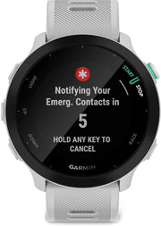 Garmin Forerunner 55 GPS Running Smartwatch (White) – Power Bundle with Built-In GPS & Heart Rate Monitoring