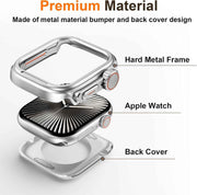2 in 1 Upgrade Metal Case Compatible with Apple Watch Series 11/10 46mm with Back Cover, [Turning 46mm into Ultra3/2/1] Rugged Bumper Protective Cover for iWatch 46 (Silver)