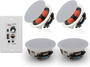 Herdio 6.5'' Bluetooth in Wall in Ceiling Speakers 600W 2-Way Flush Mount Speakers System with Wall Amplifier Receiver for Home Theater Office (2Pairs, Paintable-Grille)