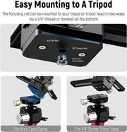NEEWER 4-Way Macro Focusing Rail Slider with Quick Release Plate, 1/4”-20 Thread for Macro Photography and Close-Up Shooting, Compatible with Canon Nikon Fujifilm Sony DSLR Mirrorless Camera