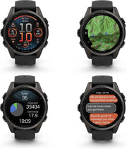 Garmin fēnix 8 – 43mm AMOLED Sapphire Premium Multisport GPS Smartwatch (Carbon Gray DLC Titanium with Black-Gray Silicone Band) – Fitness & Health Bundle for Men