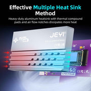 JEYI PCIe 5.0 4X to M.2 NVMe Adapter Card - Aluminum Heatsink for Gen5 SSDs, 128Gbps PCIe 5.0 X4/ X8/ X16 Slot