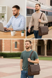 Leather Messenger Bag for Men and Women