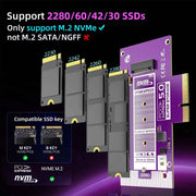JEYI PCIe 5.0 4X to M.2 NVMe Adapter Card - Aluminum Heatsink for Gen5 SSDs, 128Gbps PCIe 5.0 X4/ X8/ X16 Slot