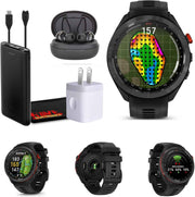Garmin Approach S70 47MM Black – Premium Golf GPS Smartwatch with AMOLED Touchscreen, Preloaded 43,000+ Courses, Fitness & Health Tracking – Bundle with Wireless Earbuds, Power Bank & Accessories