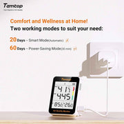Temtop Air Quality Monitor with Indoor Thermometer & Thermo-Hygrometer – PM2.5, AQI, Temperature and Humidity Meter for Home, Office, Nursery, School, 60-Day Battery Life