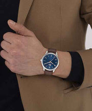 Lacoste Lisbon Men’s 3H Quartz Watch – Stainless Steel Case, Navy Dial & Brown Leather Strap – Classic & Modern 42mm Timepiece