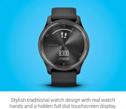 Garmin vívomove Trend Hybrid Smartwatch – Black, Stylish Analog & Smart Features