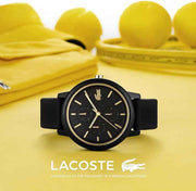Lacoste 12.12 Women’s Multifunction Quartz Watch – Black TR90 Case, Silicone Strap, Mineral Crystal, 3 Subdials, 3 ATM Water Resistant, 38mm