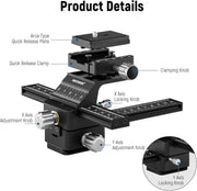 NEEWER 4-Way Macro Focusing Rail Slider with Quick Release Plate, 1/4”-20 Thread for Macro Photography and Close-Up Shooting, Compatible with Canon Nikon Fujifilm Sony DSLR Mirrorless Camera