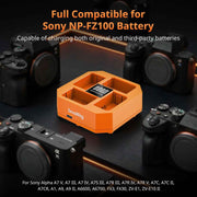SmallRig NP-FZ100 4-Slot Charger for Sony Battery, PD 60W Fast Charge Battery Charger with LED Status, for K&F NP-FZ100 Battery, Safe for Sony A7V A7III A7IV A7SIII A6600 A6700 FX3 FX30 ZV-E1 ZV-E10II