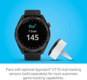 Garmin Approach S42 GPS Golf Smartwatch – Gunmetal Ceramic Bezel with Black Silicone Band