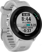 Garmin Forerunner 55 GPS Running Smartwatch (White) – Power Bundle with Built-In GPS & Heart Rate Monitoring