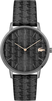 Lacoste Crocorigin Men’s Quartz Leather Watch – 2H Stainless Steel Case, Black Dial, 3 ATM Water Resistance, 41mm