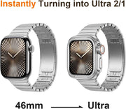 2 in 1 Upgrade Metal Case Compatible with Apple Watch Series 11/10 46mm with Back Cover, [Turning 46mm into Ultra3/2/1] Rugged Bumper Protective Cover for iWatch 46 (Silver)
