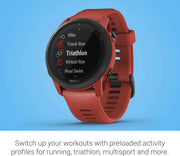 Garmin Forerunner 745 GPS Running Smartwatch – Advanced Training Stats, On-Device Workouts, Essential Smartwatch Features, Red