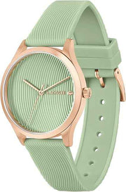 Lacoste Falda Women’s 3H Quartz Watch – Green Dial, Rose Gold Stainless Steel Case, Silicone Strap, 36mm Chic Sporty Timepiece