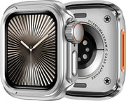 2 in 1 Upgrade Metal Case Compatible with Apple Watch Series 11/10 46mm with Back Cover, [Turning 46mm into Ultra3/2/1] Rugged Bumper Protective Cover for iWatch 46 (Silver)