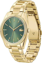 Lacoste Capucine Women’s 3H Quartz Watch – Crystal Accents, Stainless Steel Bracelet, Gold Plated Case, 3 ATM Water Resistant, 36mm