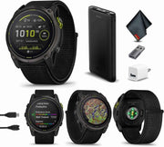 Garmin Enduro 3 Solar Sapphire – Ultraperformance GPS Smartwatch with 90-Day Battery Life, Detailed Mapping, Built-in LED Flashlight – Carbon Gray DLC Titanium with Black Ultrafit Nylon Strap Bundle
