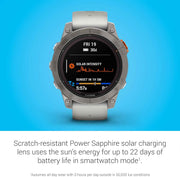 Garmin fēnix 7 Pro Sapphire Solar – 47mm Multisport GPS Smartwatch with Solar Charging & Built-in Flashlight (Fog Gray/Ember Orange)