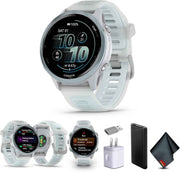 Garmin Forerunner 570 GPS Running Smartwatch – 42mm Cloud Blue Aluminum with Translucent Whitestone/Cloud Blue Band – AMOLED Display, Wi-Fi, Fitness & Health Tracking